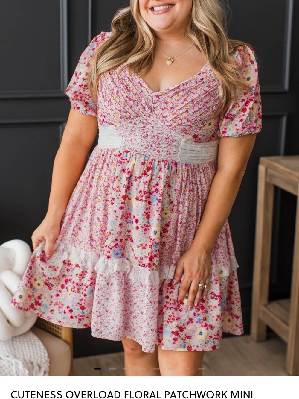Pulse Pink Floral Patchwork Mini Dress